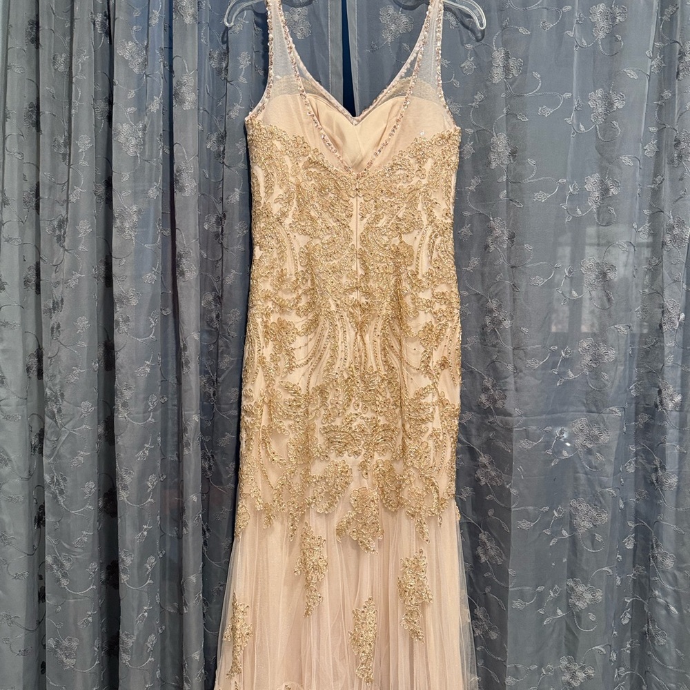 Elegant Gold Embellished Evening Gown
